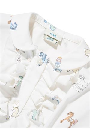 abito in cotone bianco FENDI KIDS | BFB597AVW9F0ZA0